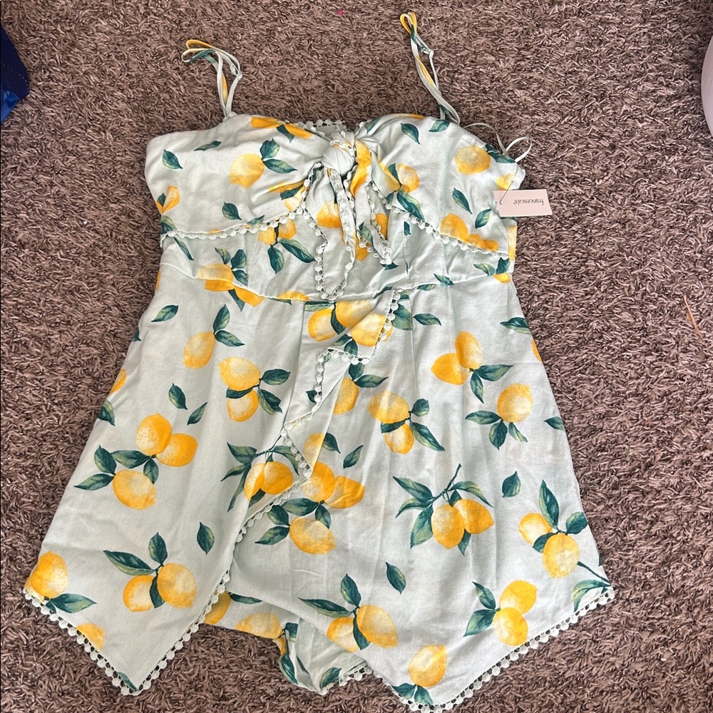 Francesca's Collections Lemon Print Jumpsuit